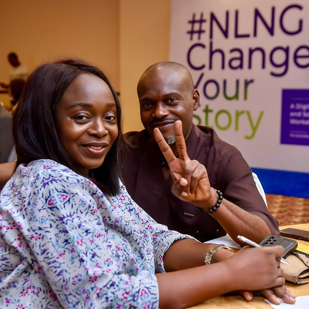 Two journalists participating in Dan Mason's training in Nigeria